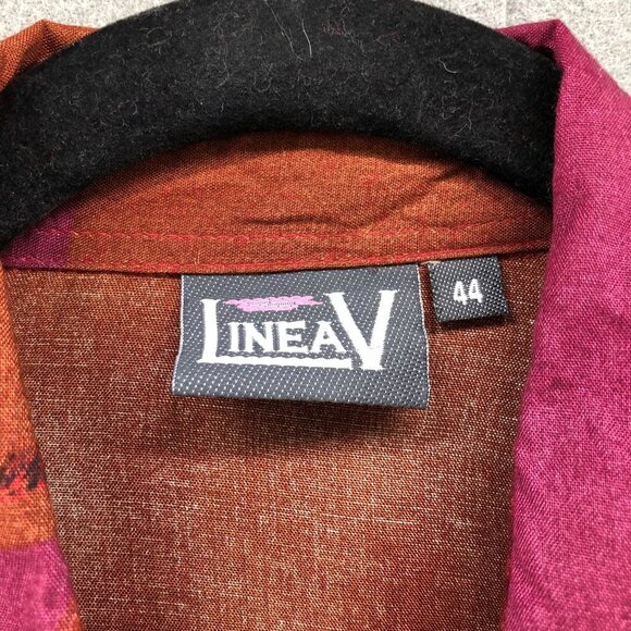 VTG Long Sleeve Blouse Womens L Leaf Print Rayon Wine Red Twee Quirky Unique - Picture 9 of 10